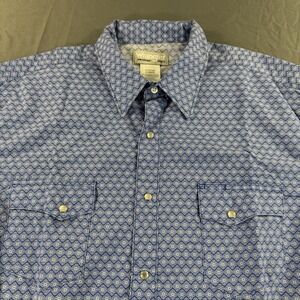 Wrangler Wrancher Pearl Snap XL Blue Geometric Long Sleeve Western Cowboy Rodeo